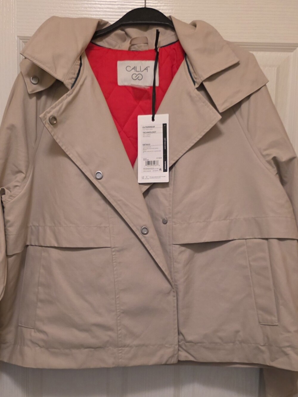 Beige Trench Jacket with Coral Lining